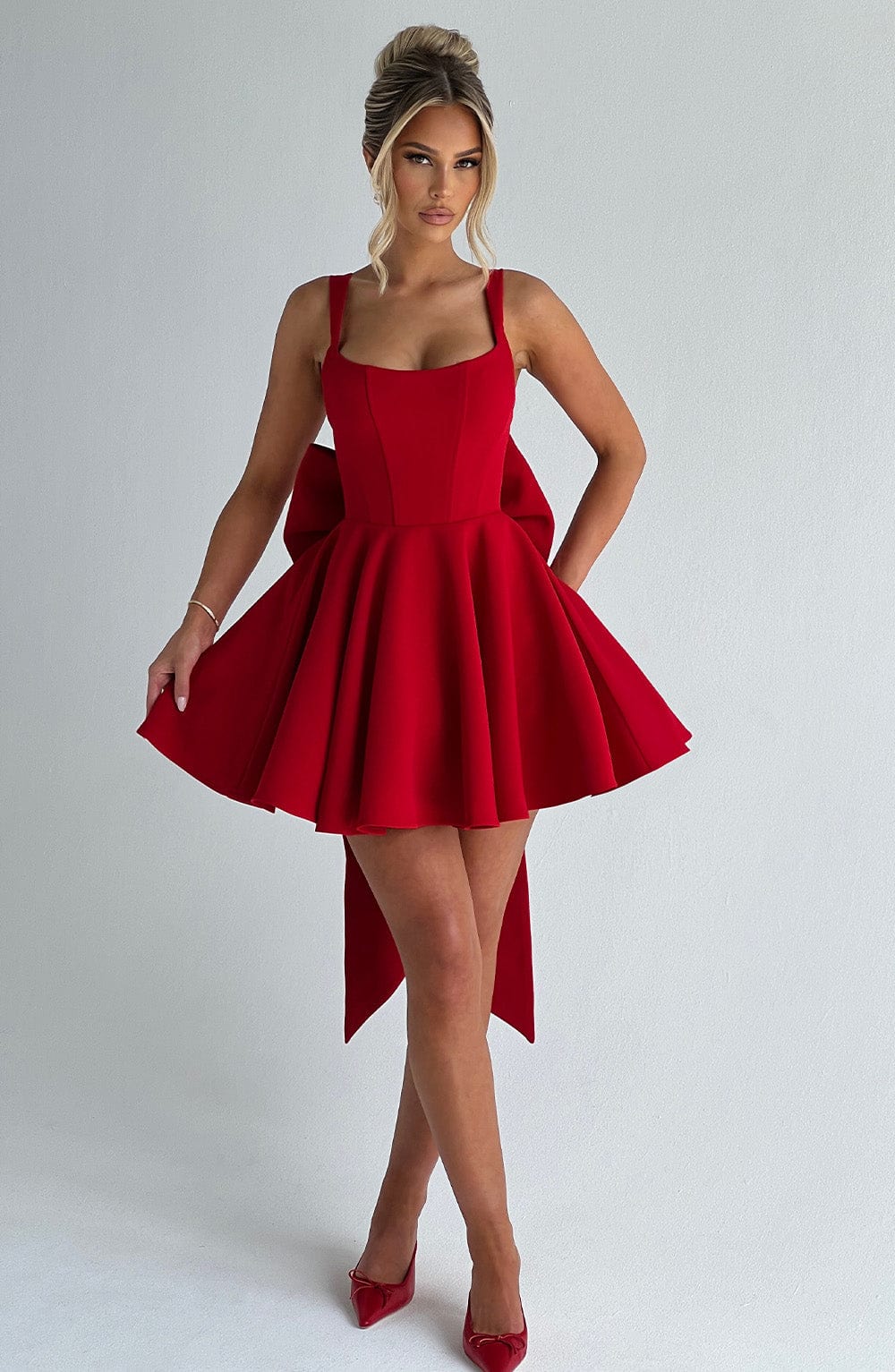 Half Mini Dress - Red