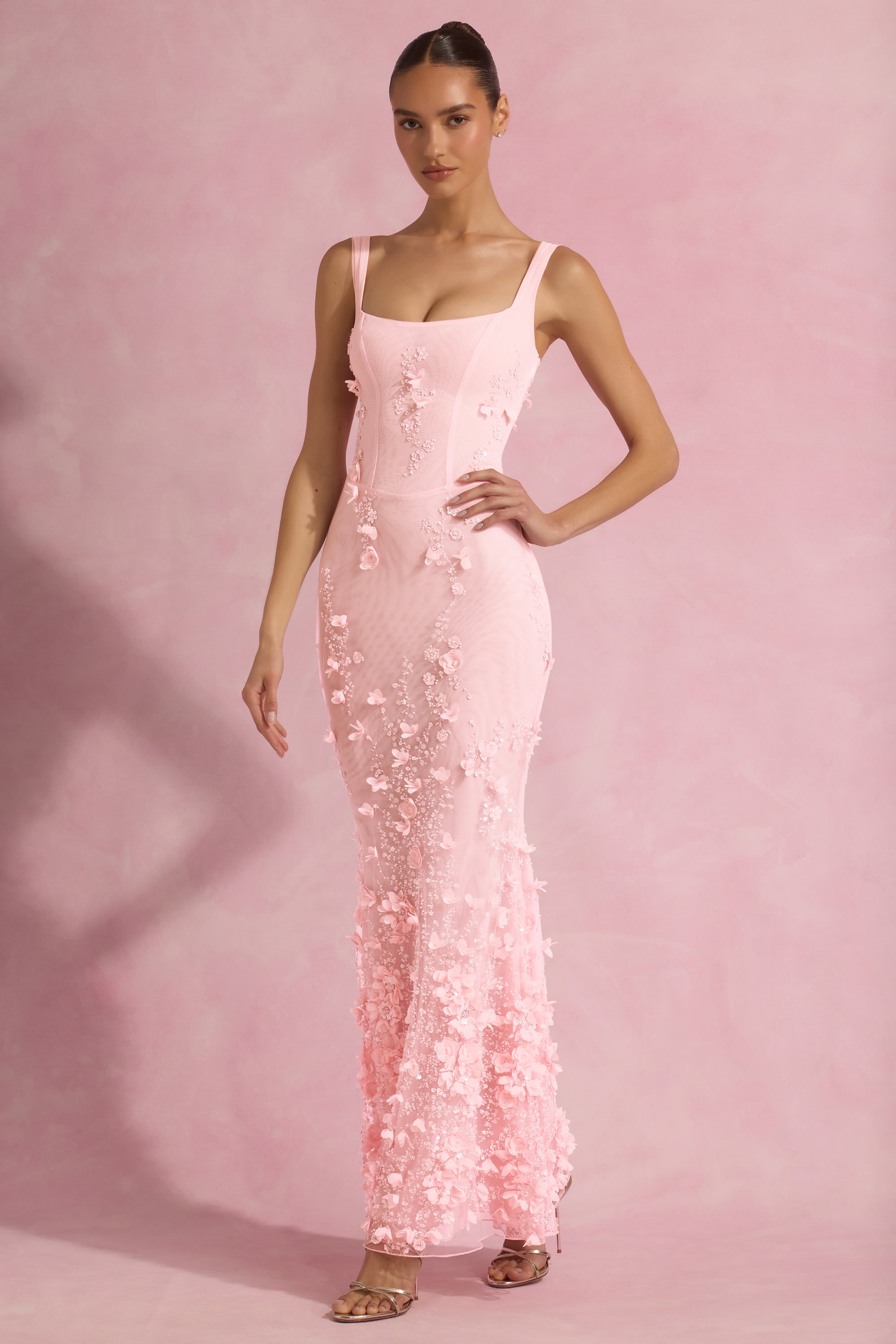 Olivia-Pink - Robe avec ornements