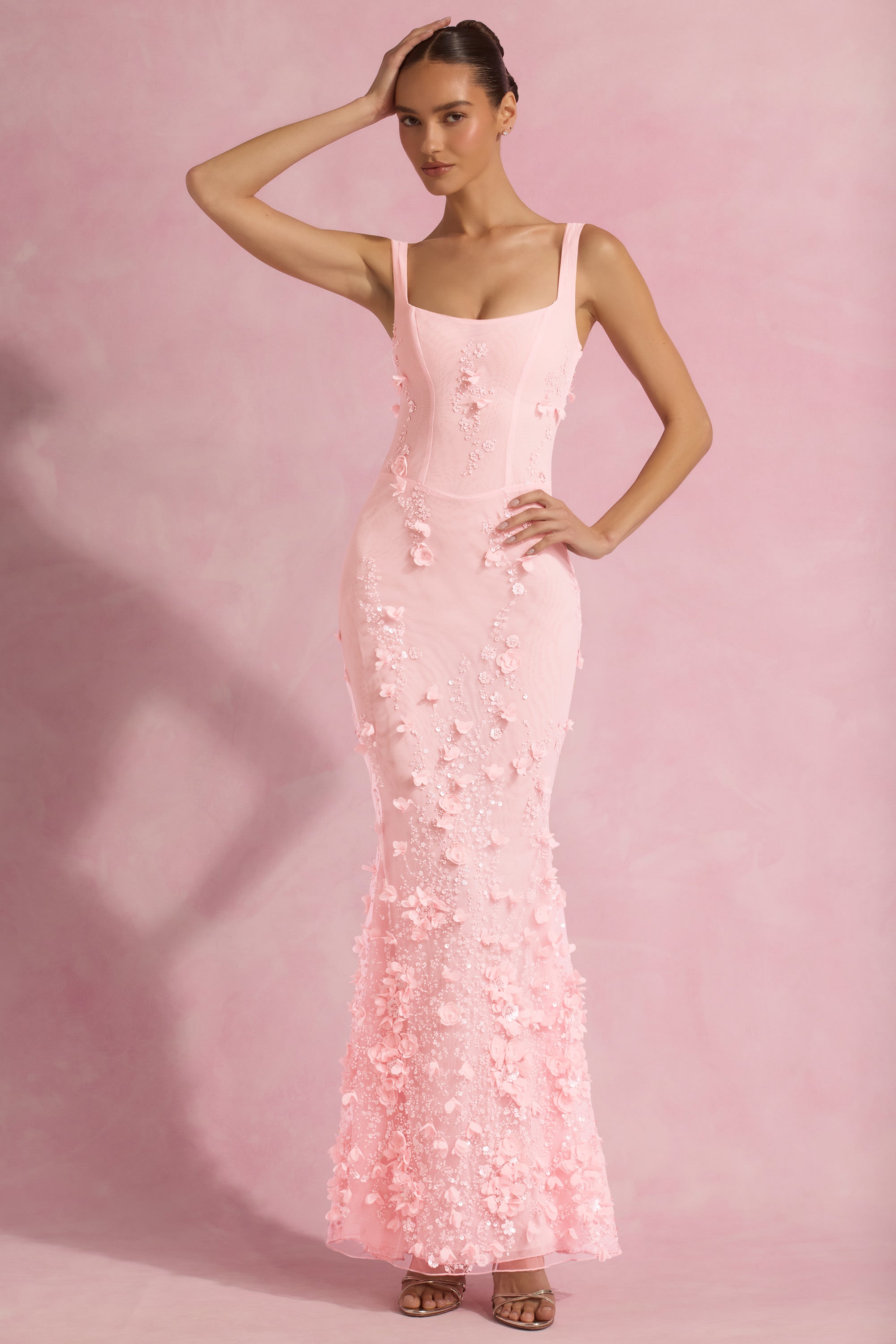 Olivia-Pink - Robe avec ornements